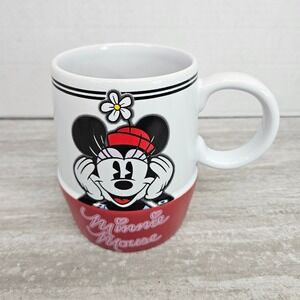 Disney Store Minnie Mouse Mug Red Polka‎ Dot Bow Flower Coffee Cup